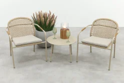 Helen wicker rope loungestoelen set met bijzettafel (3-delig) - Latte/Beige