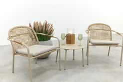 Helen wicker rope loungestoelen set met bijzettafel (3-delig) - Latte/Beige