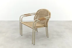 Helen wicker rope loungestoelen set met bijzettafel (3-delig) - Latte/Beige