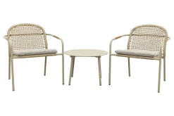 Helen wicker rope loungestoelen set met bijzettafel (3-delig) - Latte/Beige