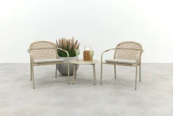 Helen wicker rope loungestoelen set met bijzettafel (3-delig) - Latte/Beige