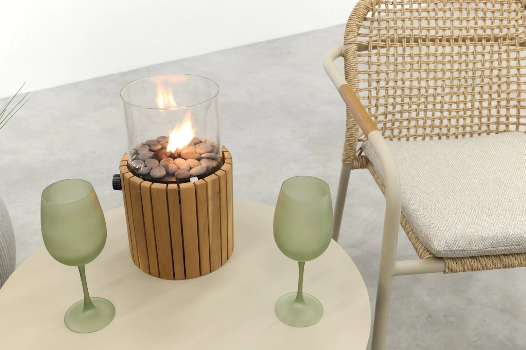 Helen wicker rope loungestoelen set met bijzettafel (3-delig) - Latte/Beige