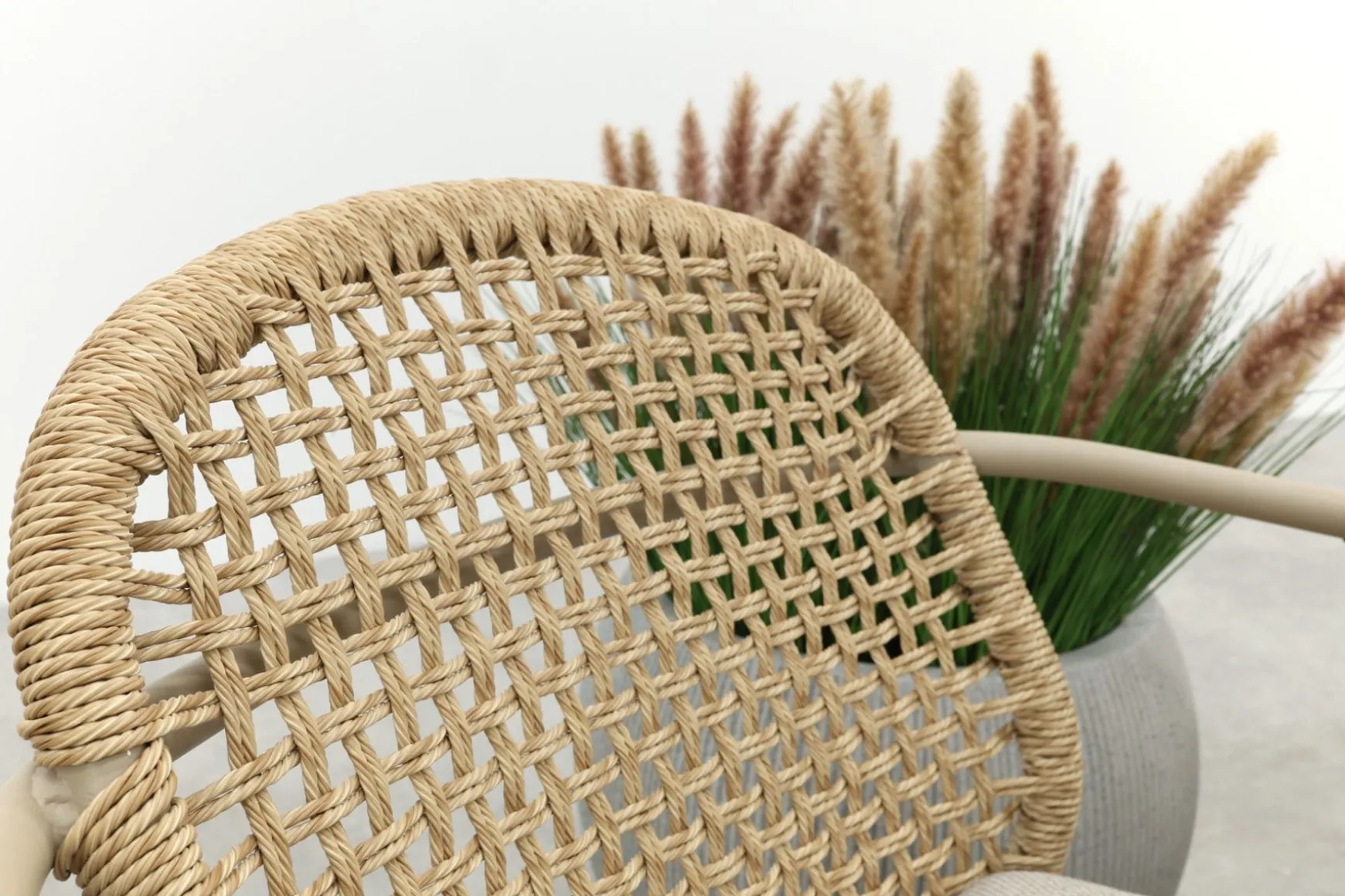 Helen wicker rope loungestoelen set met bijzettafel (3-delig) - Latte/Beige