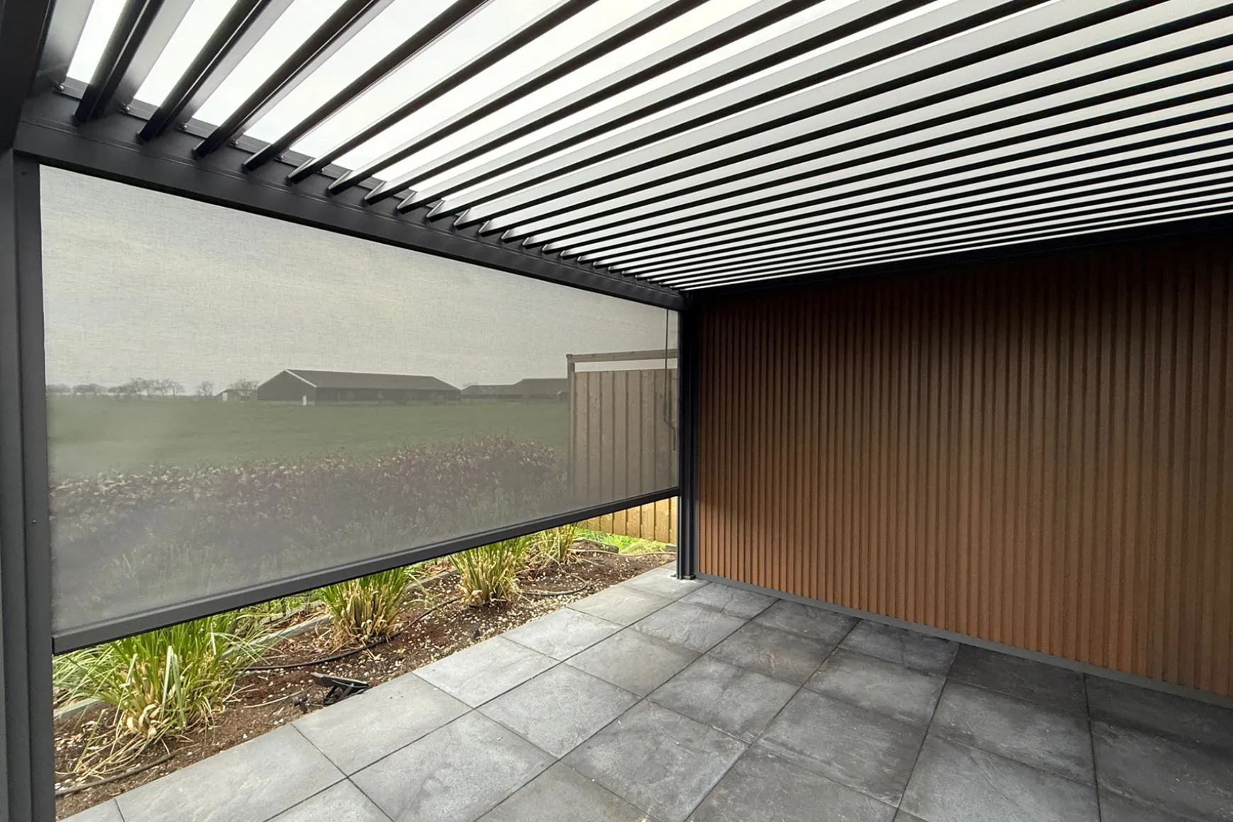 Houtlook composiet wand teak/antraciet - 2,65 m.