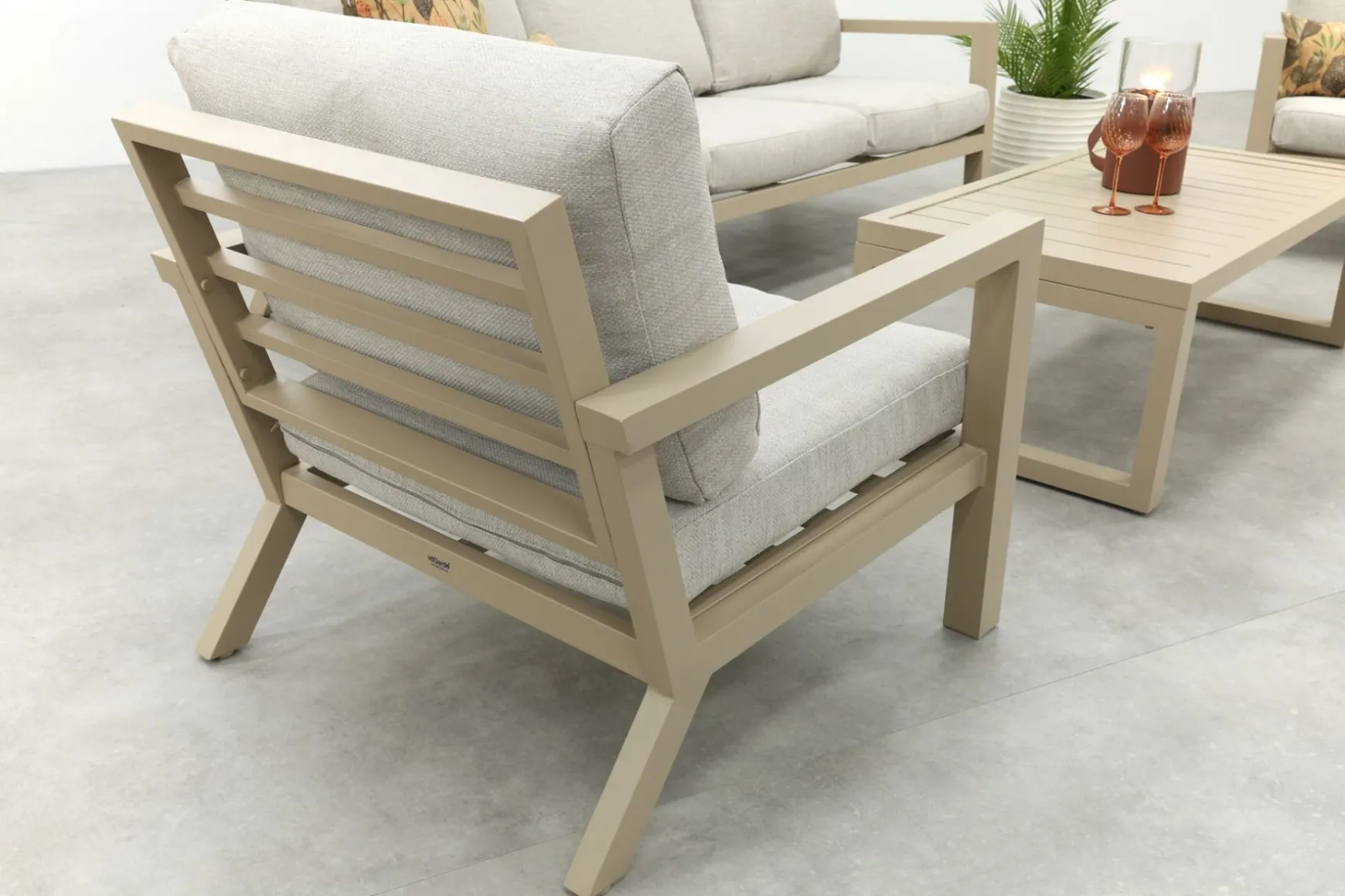 Hugo aluminium stoel-bank loungeset - Latte/Beige