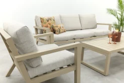 Hugo aluminium stoel-bank loungeset - Latte/Beige
