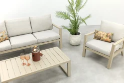 Hugo aluminium stoel-bank loungeset - Latte/Beige