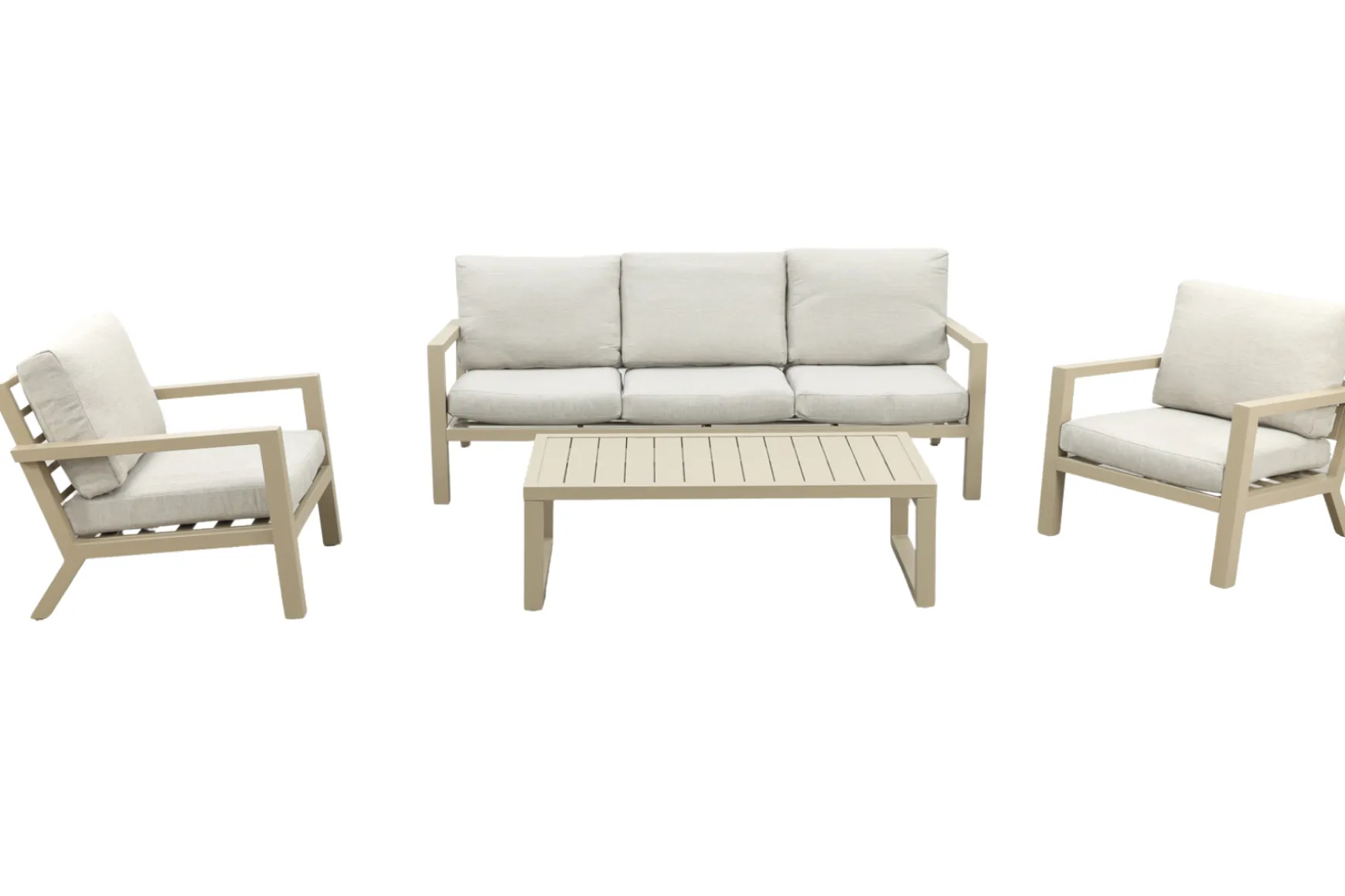 Hugo aluminium stoel-bank loungeset - Latte/Beige