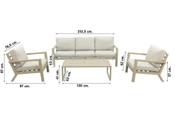 Hugo aluminium stoel-bank loungeset - Latte/Beige