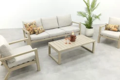 Hugo aluminium stoel-bank loungeset - Latte/Beige