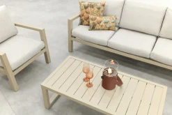 Hugo aluminium stoel-bank loungeset - Latte/Beige