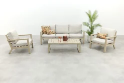 Hugo aluminium stoel-bank loungeset - Latte/Beige