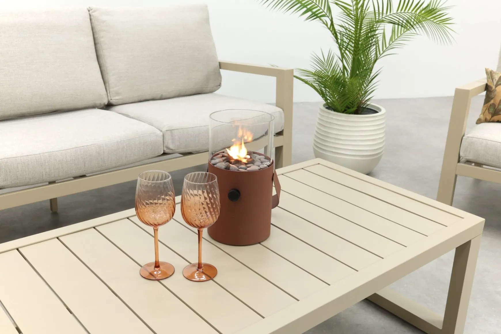 Hugo aluminium stoel-bank loungeset - Latte/Beige