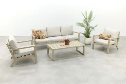 Hugo aluminium stoel-bank loungeset - Latte/Beige