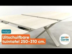 Indigo uitschuifbare tuintafel 250-310 x 110 cm. - Keramiek/Mokka