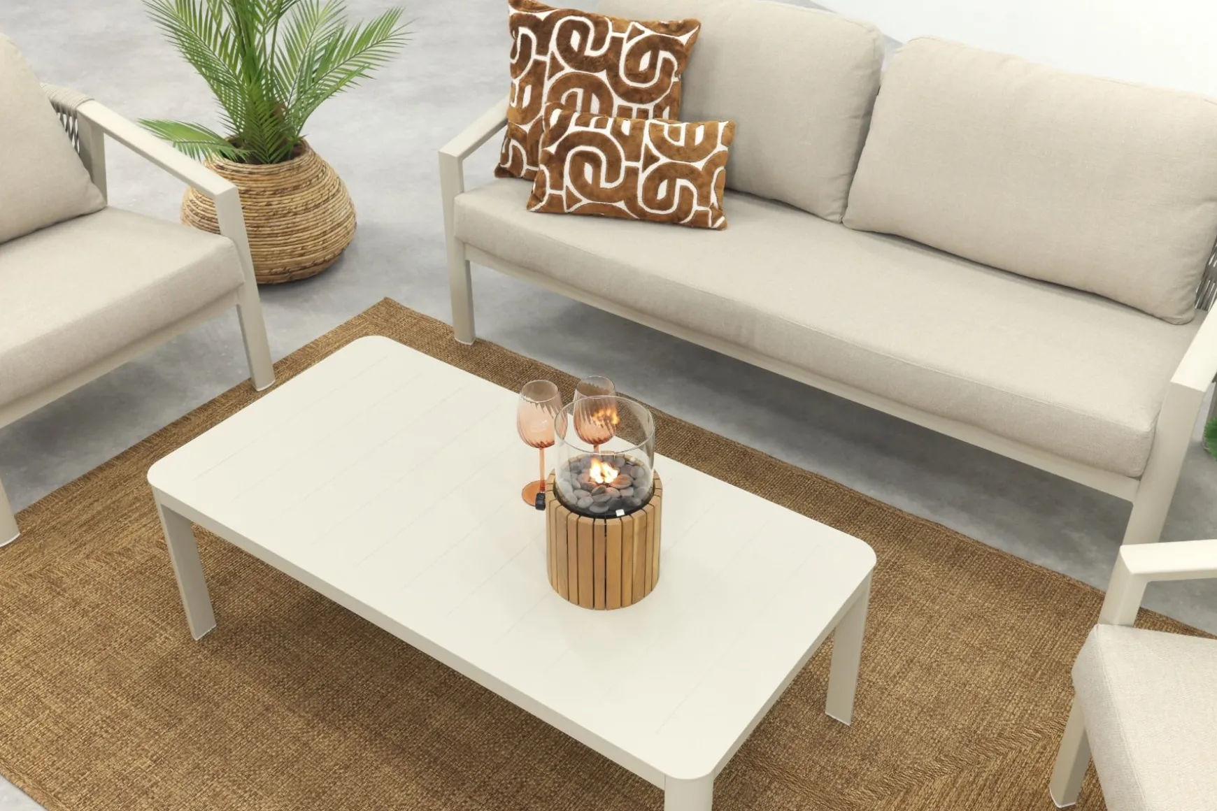 Ivola stoel-bank loungeset (4-delig) - Rope/Zand