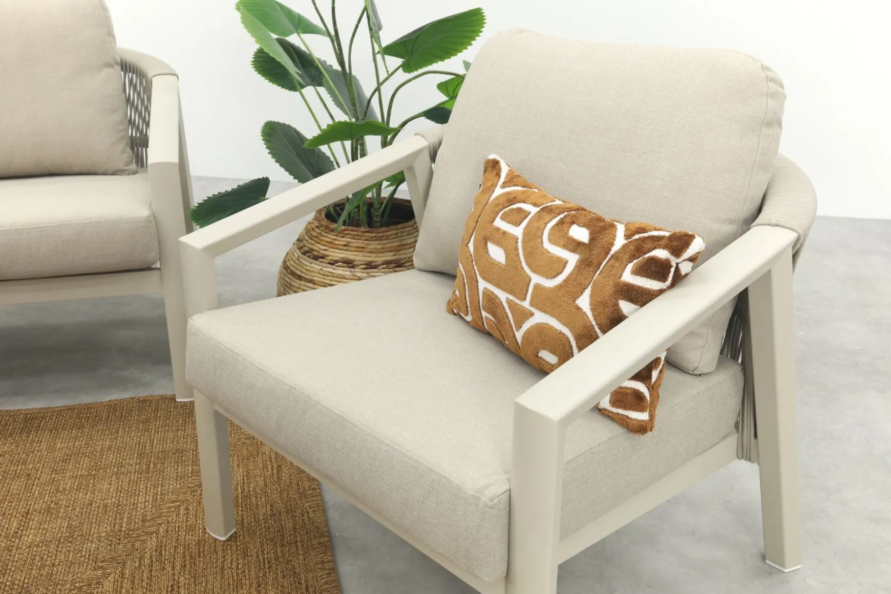 Ivola stoel-bank loungeset (4-delig) - Rope/Zand
