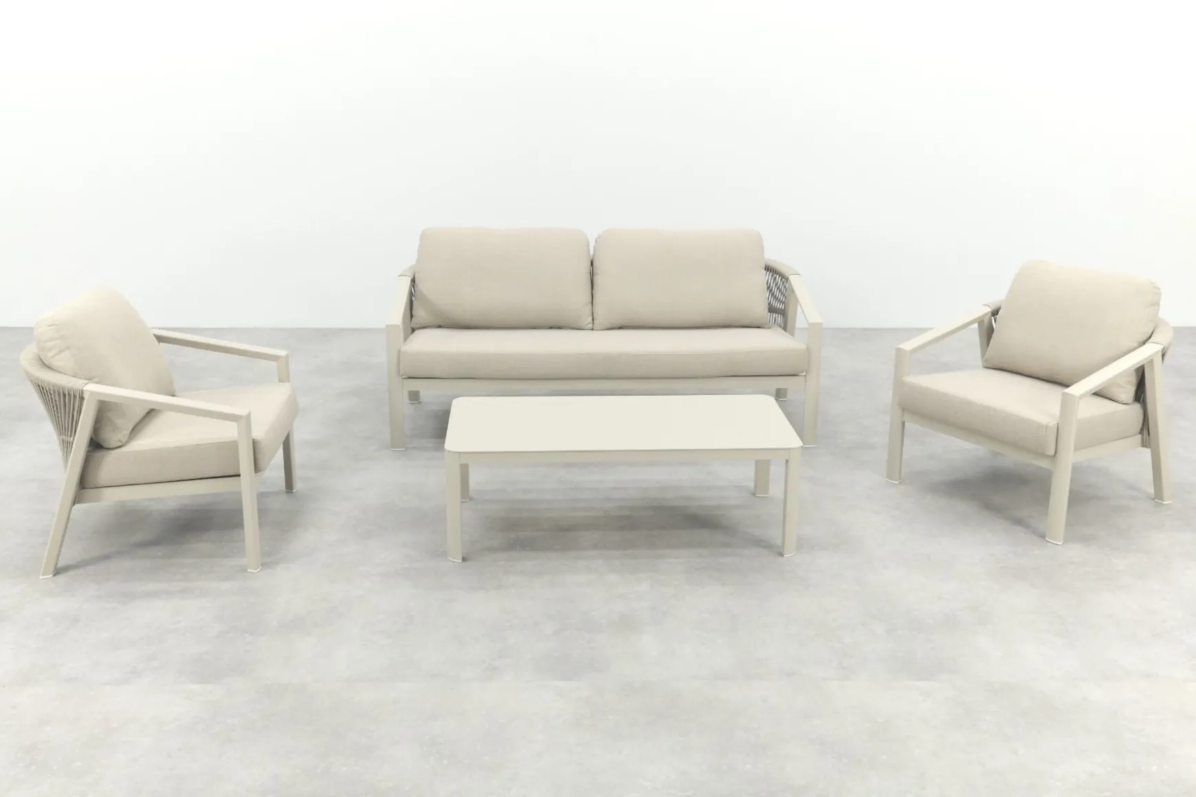 Ivola stoel-bank loungeset (4-delig) - Rope/Zand