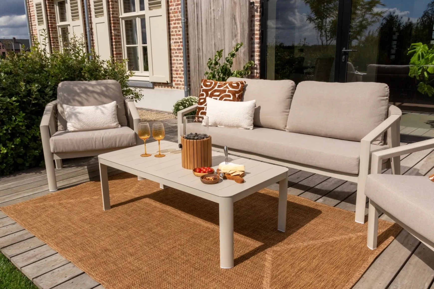 Ivola stoel-bank loungeset (4-delig) - Rope/Zand