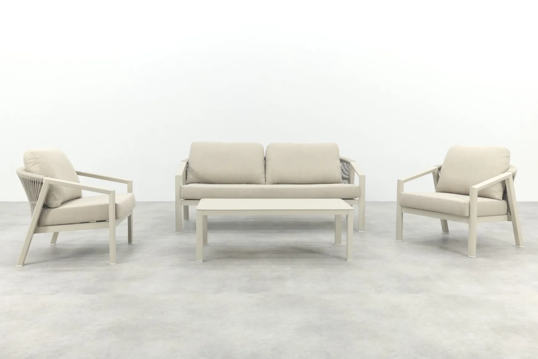 Ivola stoel-bank loungeset (4-delig) - Rope/Zand