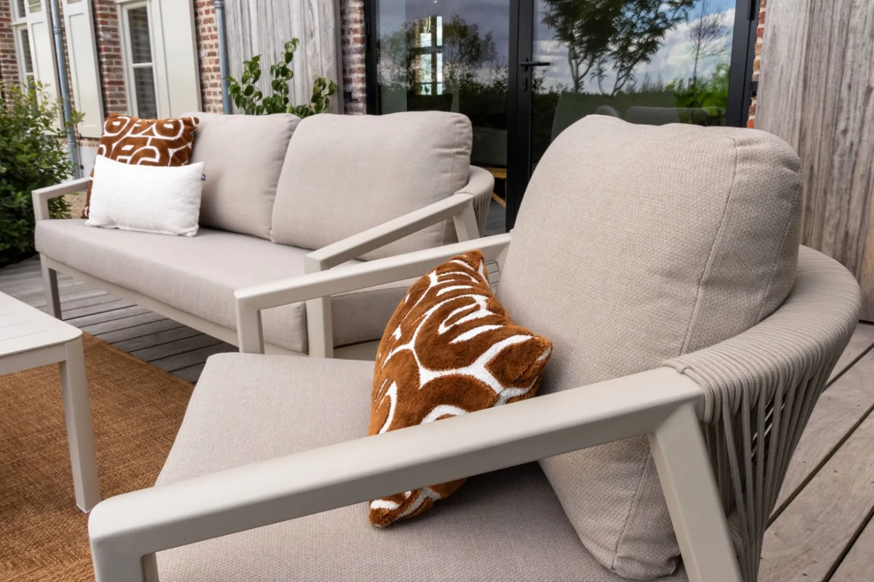 Ivola stoel-bank loungeset (4-delig) - Rope/Zand
