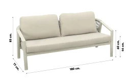 Ivola stoel-bank loungeset (4-delig) - Rope/Zand