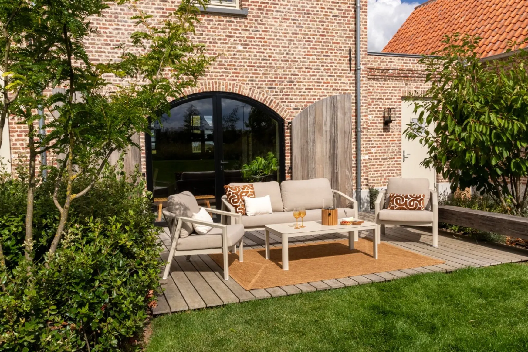 Ivola stoel-bank loungeset (4-delig) - Rope/Zand