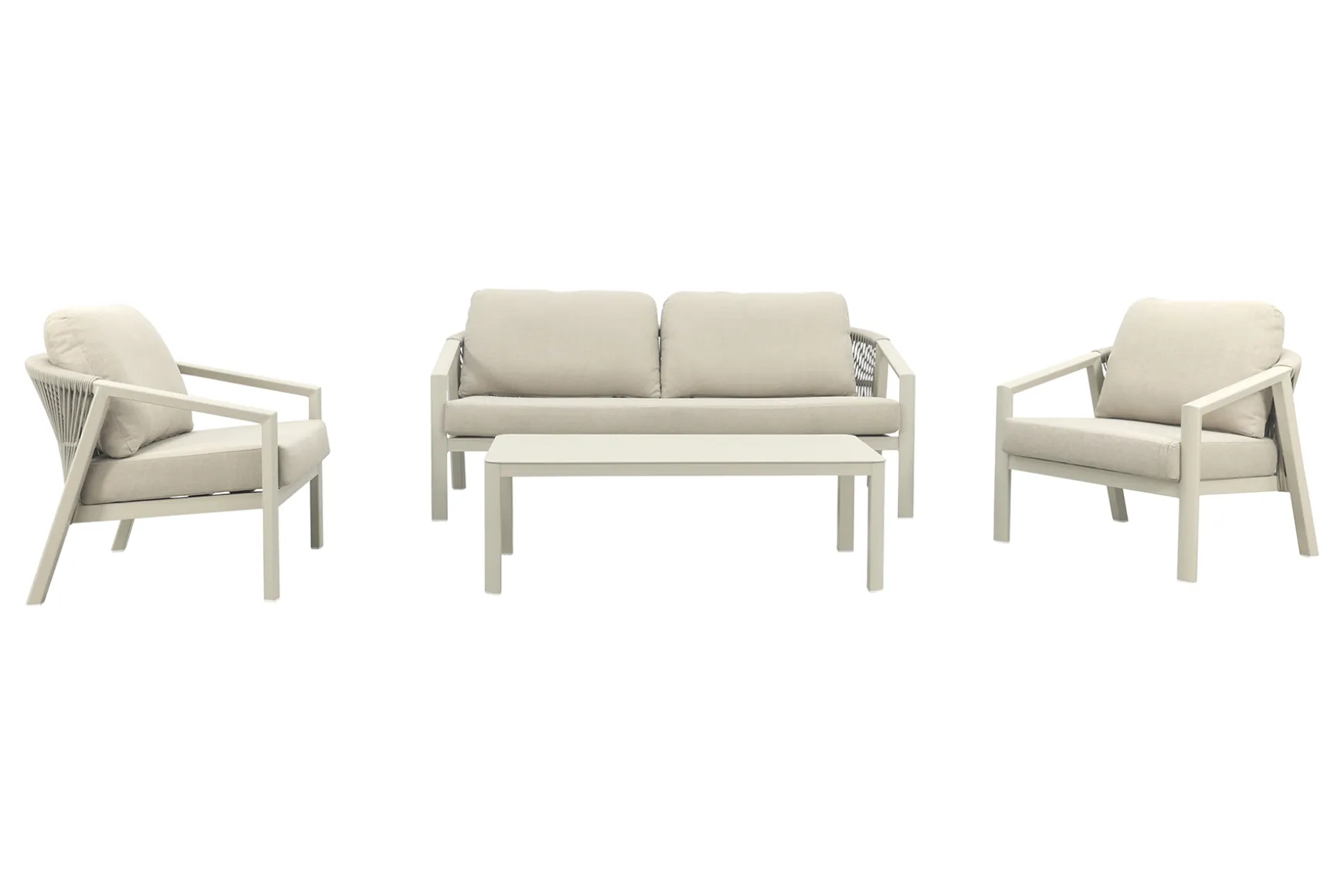 Ivola stoel-bank loungeset (4-delig) - Rope/Zand