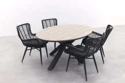 Jasmine Black/GI Edison 4-persoons ovale dining tuinset 180x115 cm.