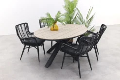 Jasmine Black/GI Edison 4-persoons ovale dining tuinset 180x115 cm.