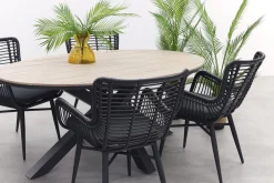 Jasmine Black/GI Edison 4-persoons ovale dining tuinset 180x115 cm.