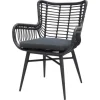 Jasmine Black/GI Edison 4-persoons ronde dining tuinset Ø122 cm.