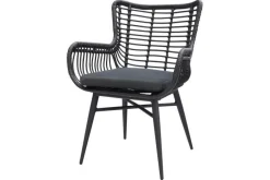 Jasmine Black/GI Edison 4-persoons ronde dining tuinset Ø122 cm.