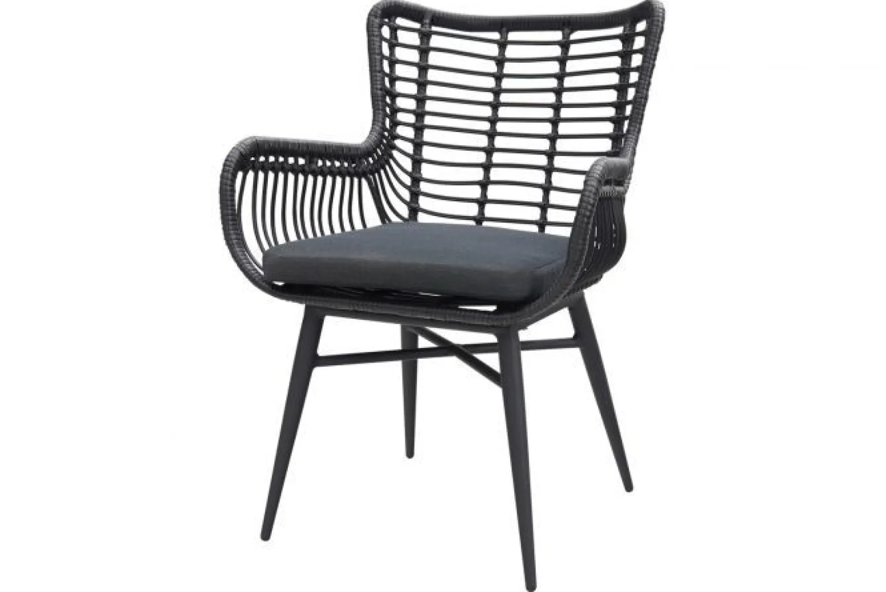 Jasmine Black/GI Edison 4-persoons ronde dining tuinset Ø122 cm.