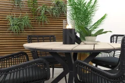 Jasmine Black/GI Edison 4-persoons ronde dining tuinset Ø122 cm.