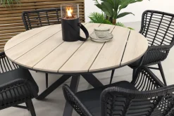 Jasmine Black/GI Edison 4-persoons ronde dining tuinset Ø122 cm.