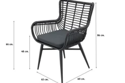 Jasmine Black/GI Edison 6-persoons ronde dining tuinset Ø148 cm.