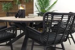 Jasmine Black/GI Edison 6-persoons ronde dining tuinset Ø148 cm.