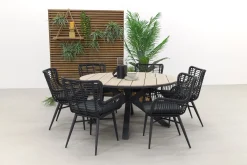 Jasmine Black/GI Edison 6-persoons ronde dining tuinset Ø148 cm.
