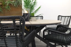 Jasmine Black/GI Edison 6-persoons ronde dining tuinset Ø148 cm.