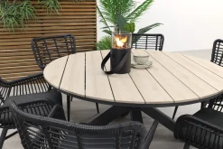 Jasmine Black/GI Edison 6-persoons ronde dining tuinset Ø148 cm.