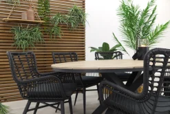 Jasmine Black/GI Edison 6-persoons ovale dining tuinset 220x115 cm.
