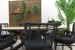 Jasmine Black/GI Edison 6-persoons ovale dining tuinset 220x115 cm.