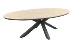 Jasmine Black/GI Edison 6-persoons ovale dining tuinset 220x115 cm.