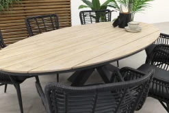 Jasmine Black/GI Edison 6-persoons ovale dining tuinset 220x115 cm.