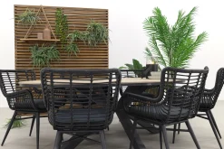 Jasmine Black/GI Edison 6-persoons ovale dining tuinset 220x115 cm.