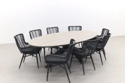 Jasmine Black/GI Edison 8-persoons dining tuinset 280x140 cm.