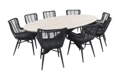 Jasmine Black/GI Edison 8-persoons dining tuinset 280x140 cm.
