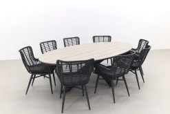 Jasmine Black/GI Edison 8-persoons dining tuinset 280x140 cm.