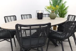 Jasmine Black/GI Edison 8-persoons dining tuinset 280x140 cm.